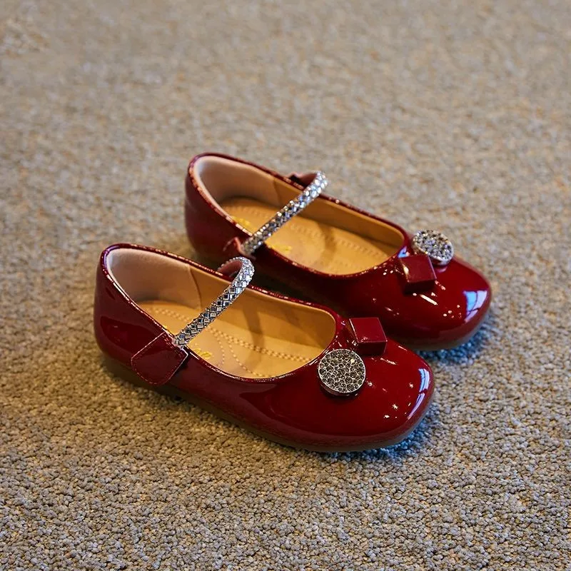 Girls Princess Leather Shoes Spring Autumn PU Children's Flats Versatile Fashion Kid Causal Dress Shoe for Wedding Party