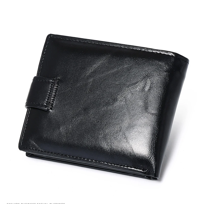 Designer Men's Wallet with Coin Pocket Genuine Leather Wallet Short Style First Layer Cowhide Handbag Horizontal Coin Purse 4