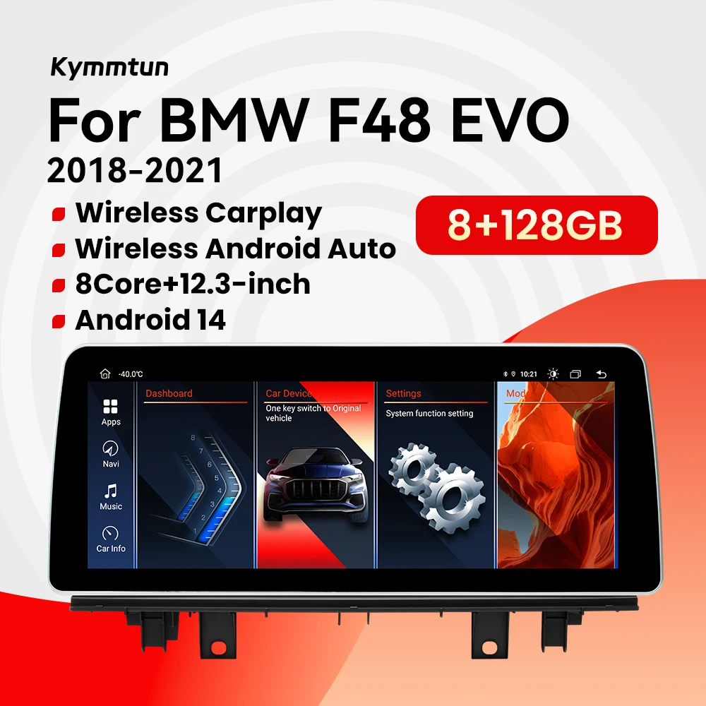 Pantalla Táctil HD de 12.3 Pulgadas con CarPlay Inalámbrico y Android Auto para BMW X1 F48 X2 F39 2018-2021 EVO 8G+128G 4G WiFi GPS Navegación 1