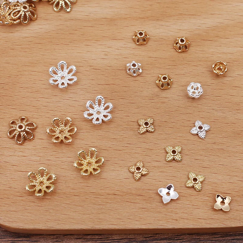 15-Pack Mixed Color Alloy Flower Beads - DIY Jewelry Making Charms For Earrings, Necklaces & Bracelets