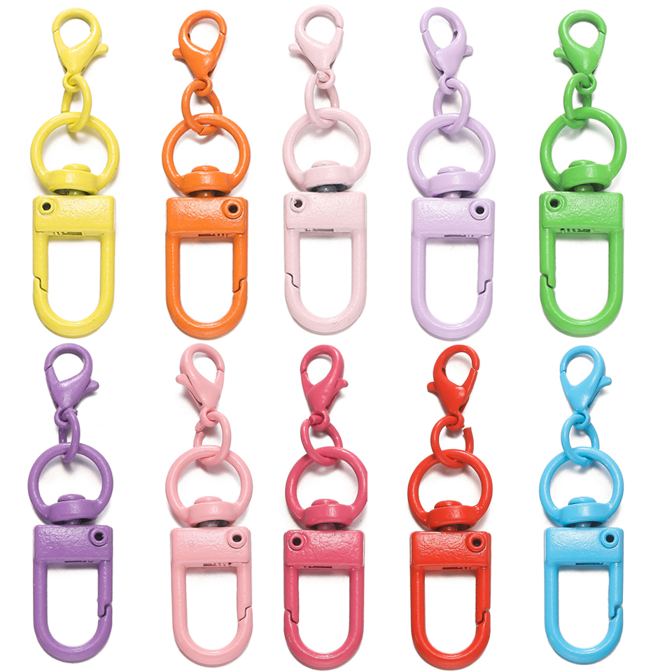 10pcs/lot Colorful Lobster Clasp Hooks Keychain With Lobster Matel Clasps For DIY Jewelry Making Dog Buckle Neckalce Accessories