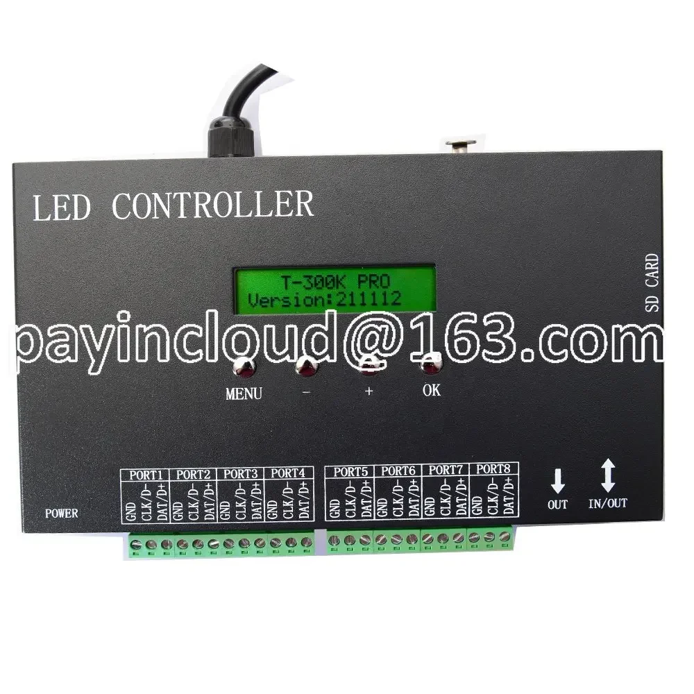 

WS2811 Ws2801 Pixel Controller RGB Pc T-300K Pro T300k Led Online Full Color Via PC SD Card 8 Port