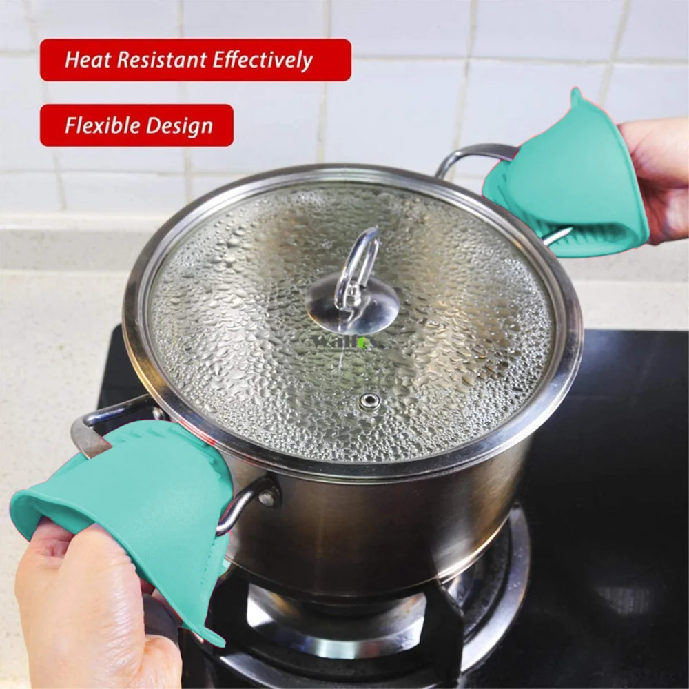2pcs Silicone Mini Oven Gloves Heat Insulation Hand Clip Anti-scald Microwave Gloves Non-slip Gripper Pot Holder Kitchen Tools