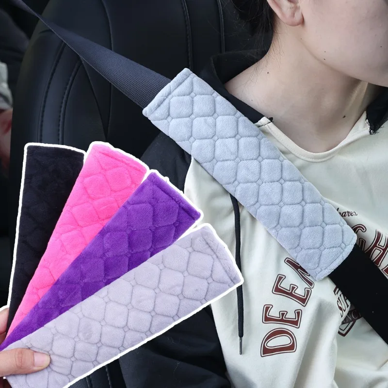 

New Car Short Plush Seat Belt Shoulder Pad Cover Adjustable Soft Locator Warm Travel Bag Shoulder Pad Universal Cars Accessories