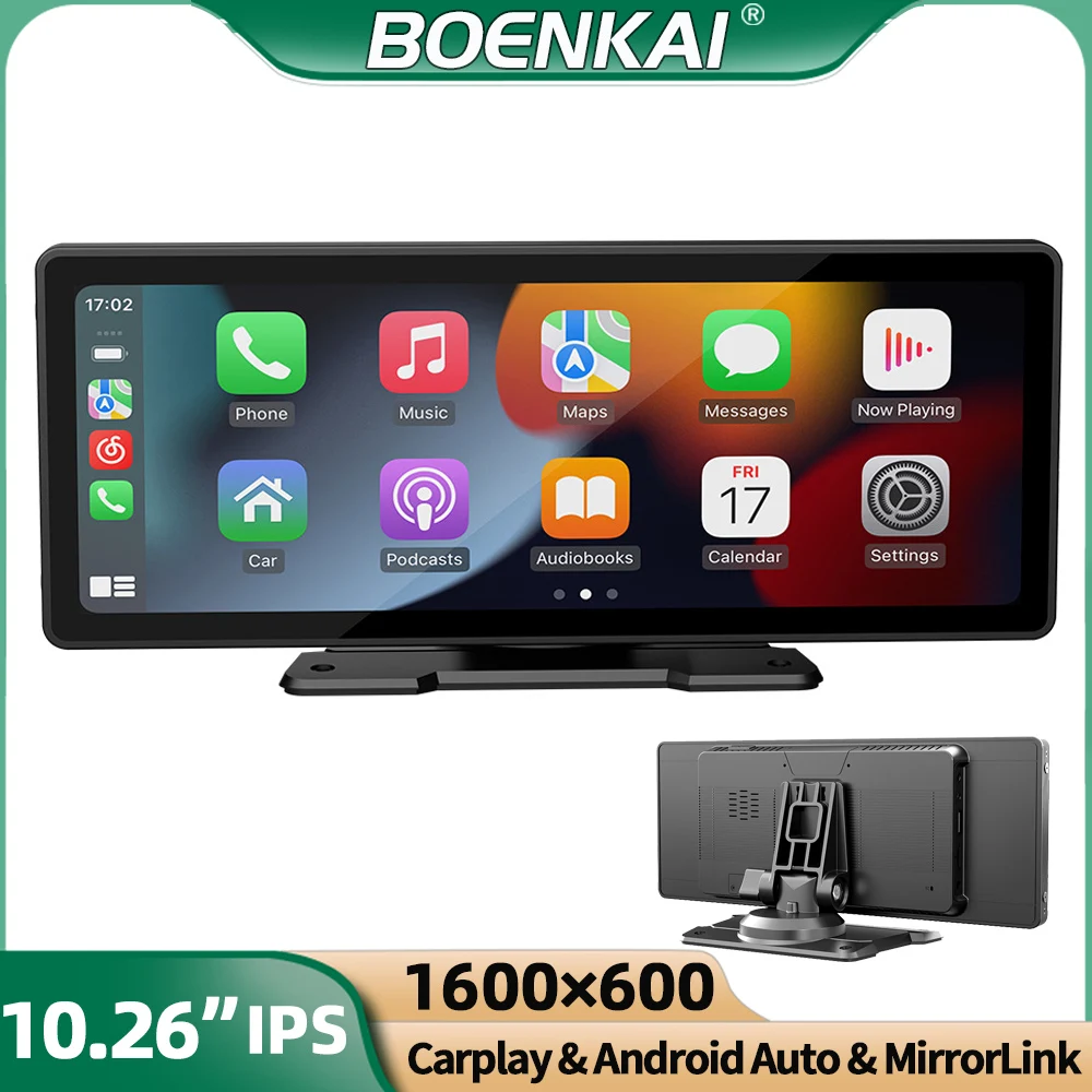 

Автомобильный беспроводной MP5-плеер BOENAKI, 10,26 дюйма, сенсорный экран, стерео, радио, Carplay, Android, автоmirrorlink, мультимедийный видеомонитор