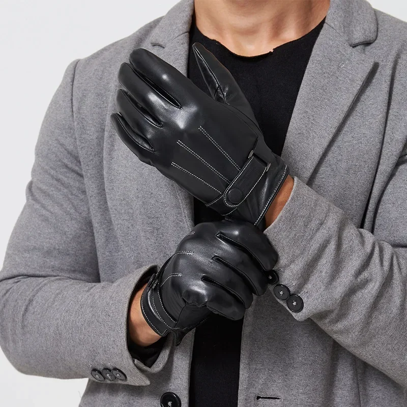 RealLeatherTouchScreenGlovesMensWinterWarmClassicalDriving