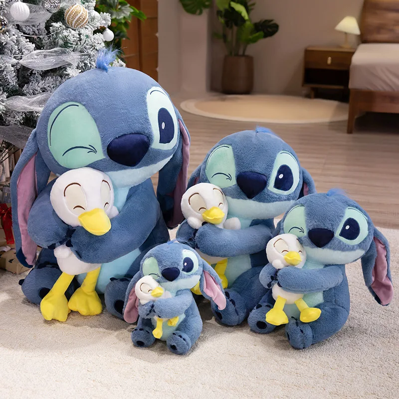 Cartoon  Big Size Lilo & Stitch Plush Toy Anime Lilo Stitch Hug Duck Plushies Stitch Hold Milk Tea Cup Stuffed Doll Pillow Gift
