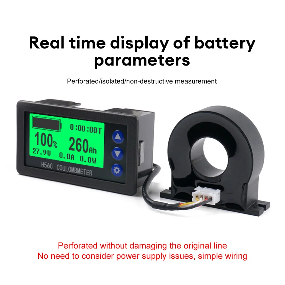

DC9-100V 100A 200A 300A 400A Lifepo4 Lead-acid Li-ion Lithium Capacity Power Battery Monitor Hall Coulomb Meter 12V 24V 36V 48V