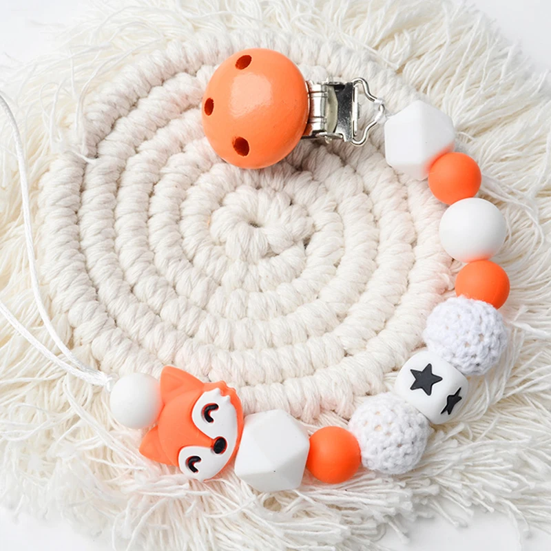 Baby Pacifier Clips Silicone Star Beads Pacifier Chains Infant Nipple Appease Soother Chain Clips Dummy Holder Nipple Gift