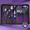 9/18 pieces, purple and blue nail clipper set, Nail Clipper set box nail clipper pedicure tools pick ears pick ear spoon God f 1