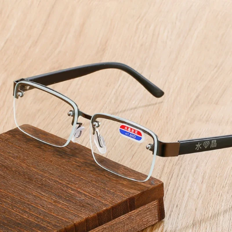 Half-frame Reading Glasses for Men Fashion Prescription Glasses Men's Sight Glasses +1.0 +1.5 +2.0 +2.5 +3.0 +3.5 +4.0