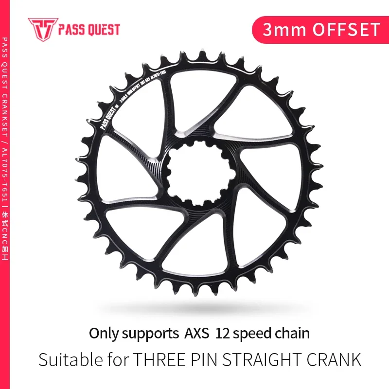 

PASS QUEST SRAM GXP/DUB BOOST AXS (3MM OFFSET) ROUND NARROW WIDE CHAINRING