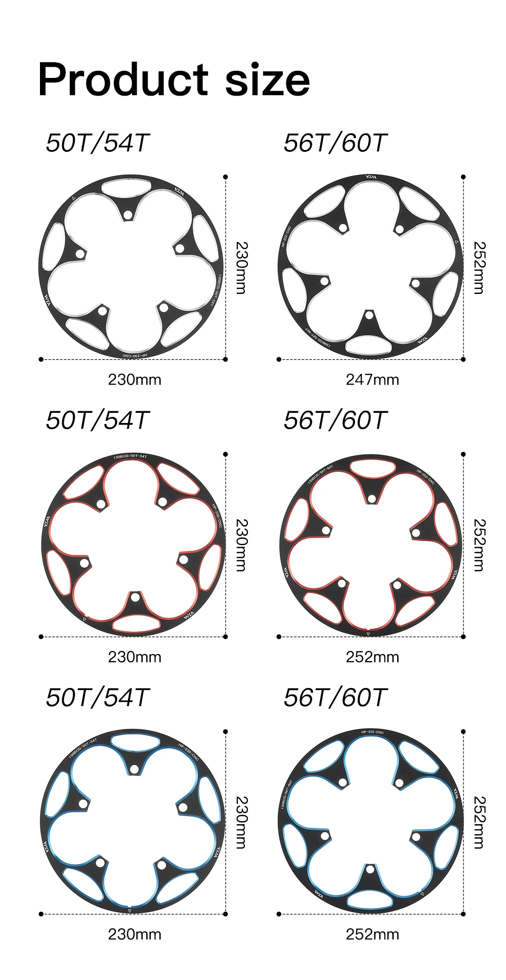 VXM-Road Mountain Bike Chainring Protection Cover, Sprocket 110BCD&130BCD, 48T/50T/52T/54T/56T/58T/60T Ultra light accessory HOT