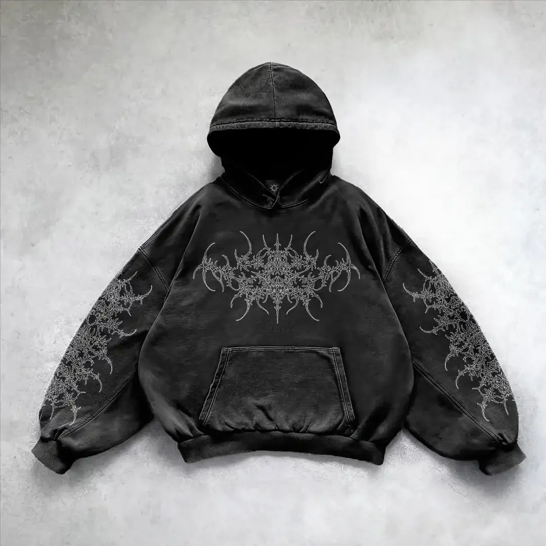 Y2k gothic dark female warrior hoodies men oversized sweatshirt couples punk tops streetwear goth harajuku women men clothing