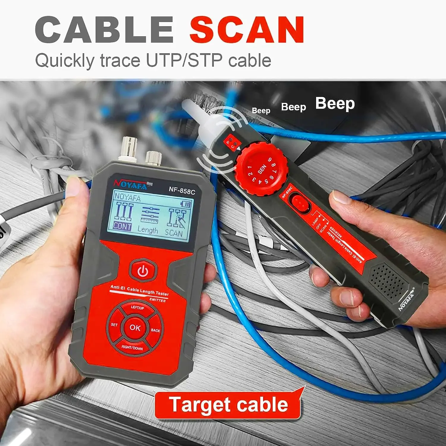 [ NEW] NF-858C Network Cable Tester Multifunctional With VFL Function RJ11 RJ45 BNC POE Voltage Testing Trace Cable Line Loc