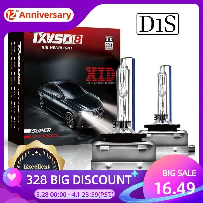 TXVSO8 Super Bright Headlights D1S D2S D3S D4S Xenon HID Car Bulb 35W/55W 9000LM Automobiles Headlamps 4300K 6000K 8000K 10000K