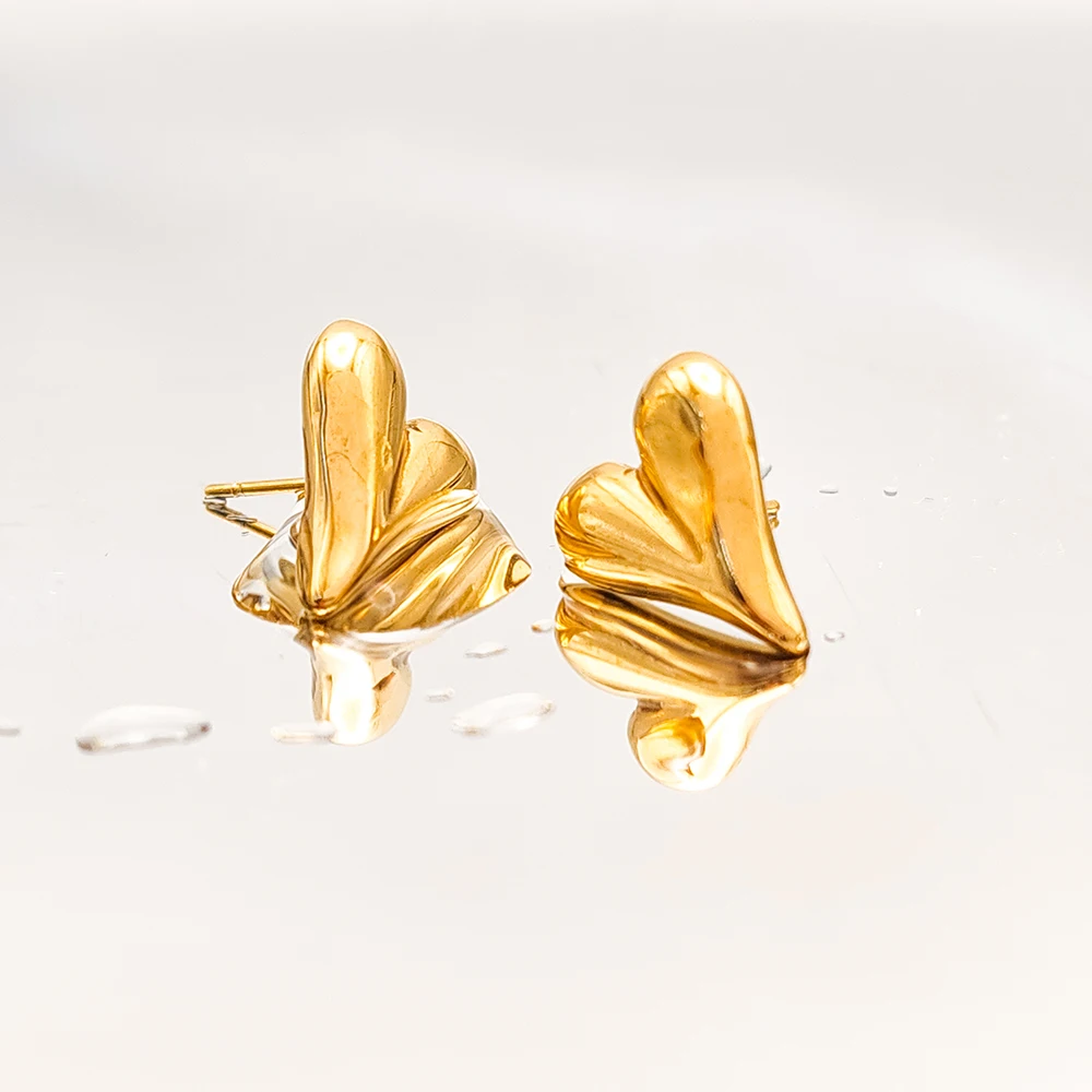eManco Stainless Steel Heart Stud Piercing Earrings Hip Hop Style Minimalist Korean Women's Jewelry stud earrings