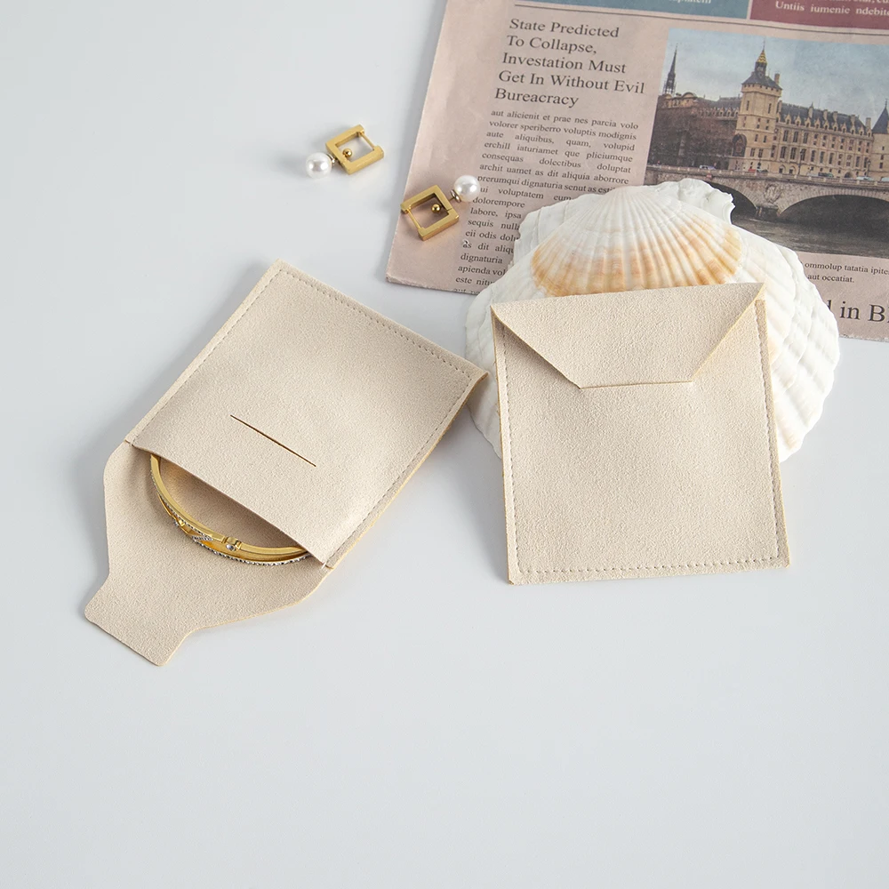 100Pcs Jewelry Envelope Bag Microfiber Velvet Jewellery Pouch Wedding Packaging for Necklace Ring Earrings Pendant Bracelet Box