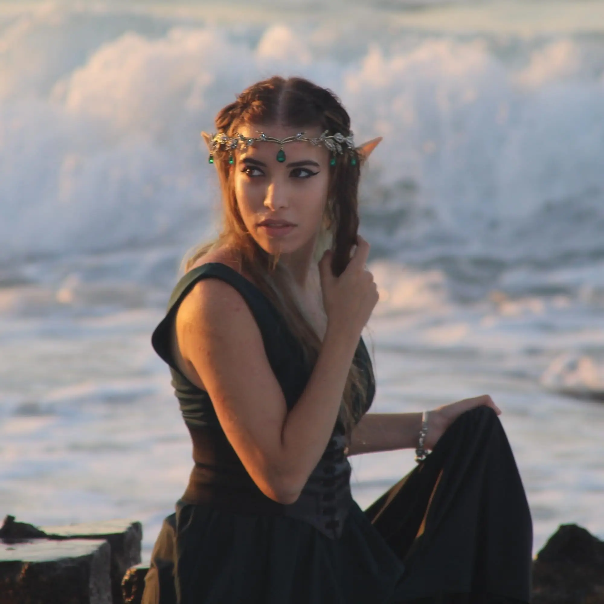 Fairy Tiara Women medieval Halloween Fairy Elf Ears Headwear Fashion Party Masquerade Accessories For Lady hair accessory hair headdress hair band crown elf costume accessories