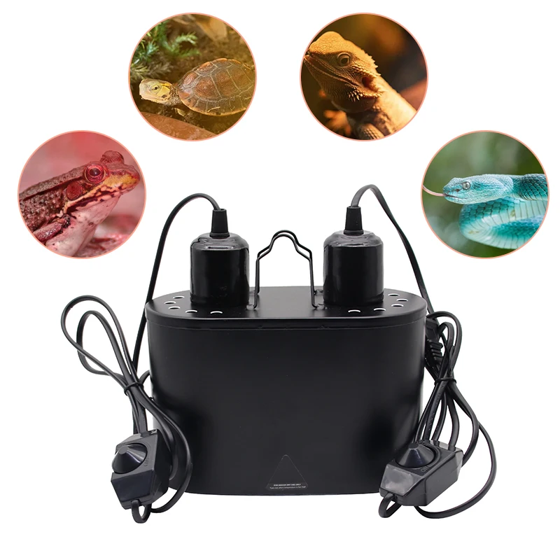 Dual Reptile Light Fixture Multifunction Tortoise Lamp Fixture for Reptiles Dome Heat Lighting Lamp Combo kit 1PC