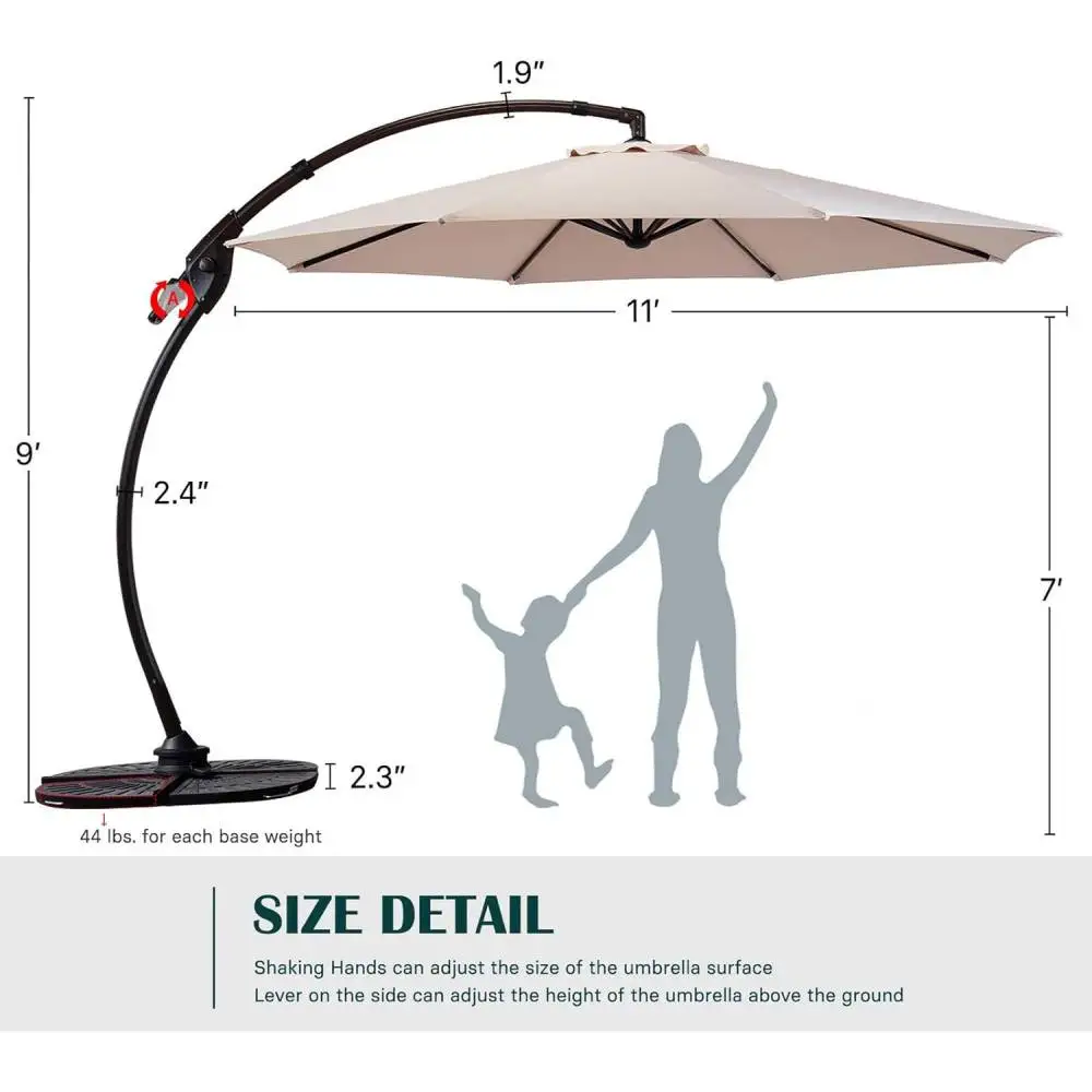 11FT Round Cantilever Patio Umbrella 2
