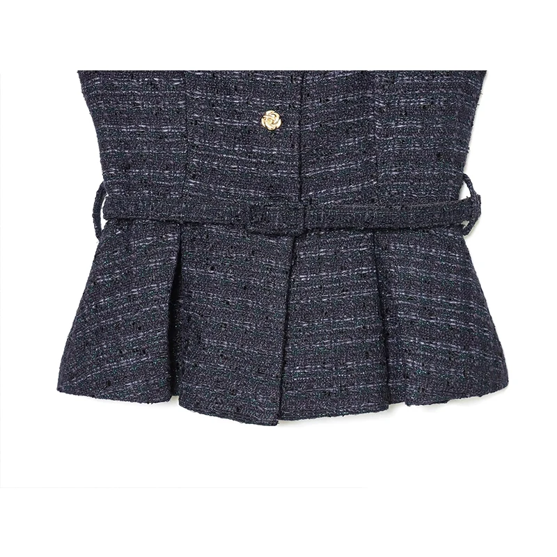 Chic Fashion Texture Vest Woman Belt Vests For Women Sleeveless Jacket O neck Streetwear Waistcoat Vintage Crop Top ﻿