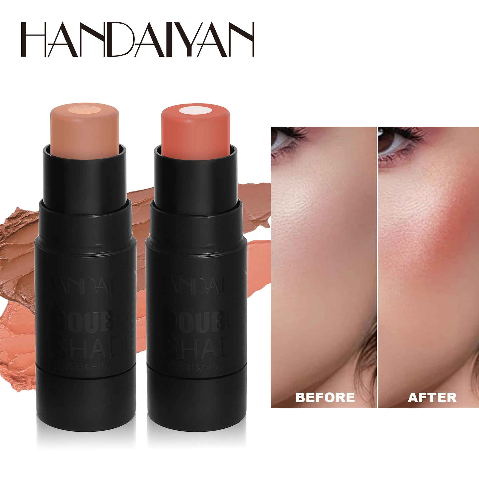 Blush Stick Blush Cream Cream Blusher Facial Blusher Blush&Highlighting Stick 2 in 1 Face Brightening Blusher Stick Rouge Face Blush Cream Moisturize Illuminator Makeup