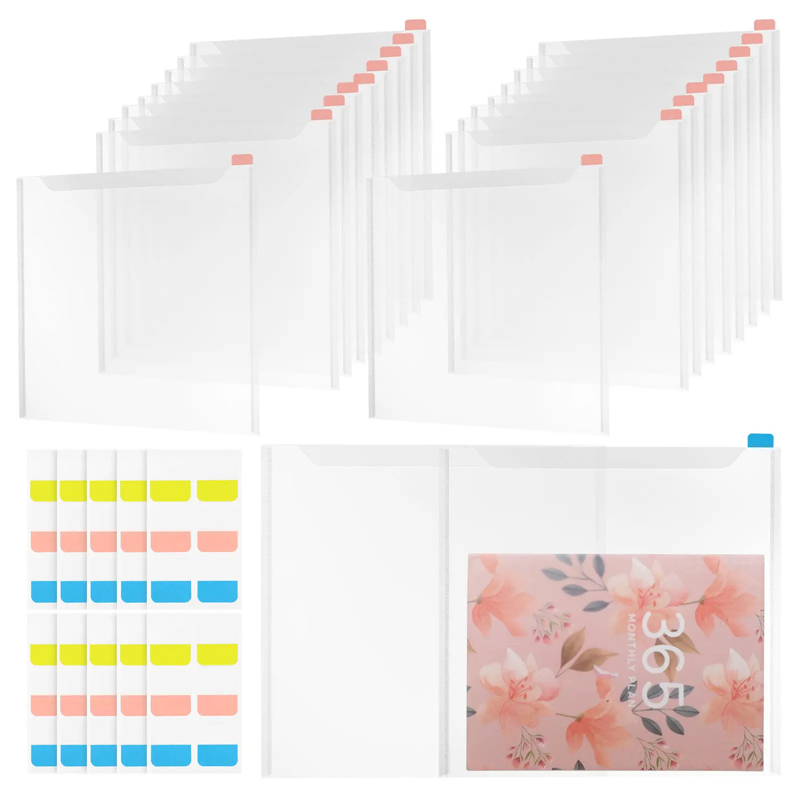 36Pcs Clear Plastic File Folders Document Organizer Business Label Window Portable Office School Paper Storage Multi