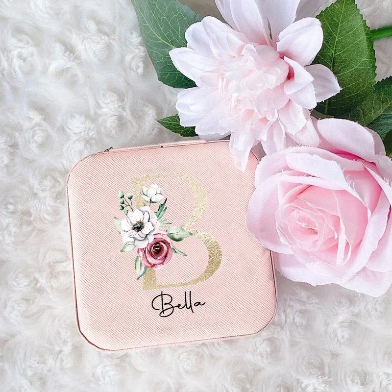 Jewelry Boxes Case Personalized Jewelry Boxes Travel Jewelry Case Initial with Name Gifts for Her