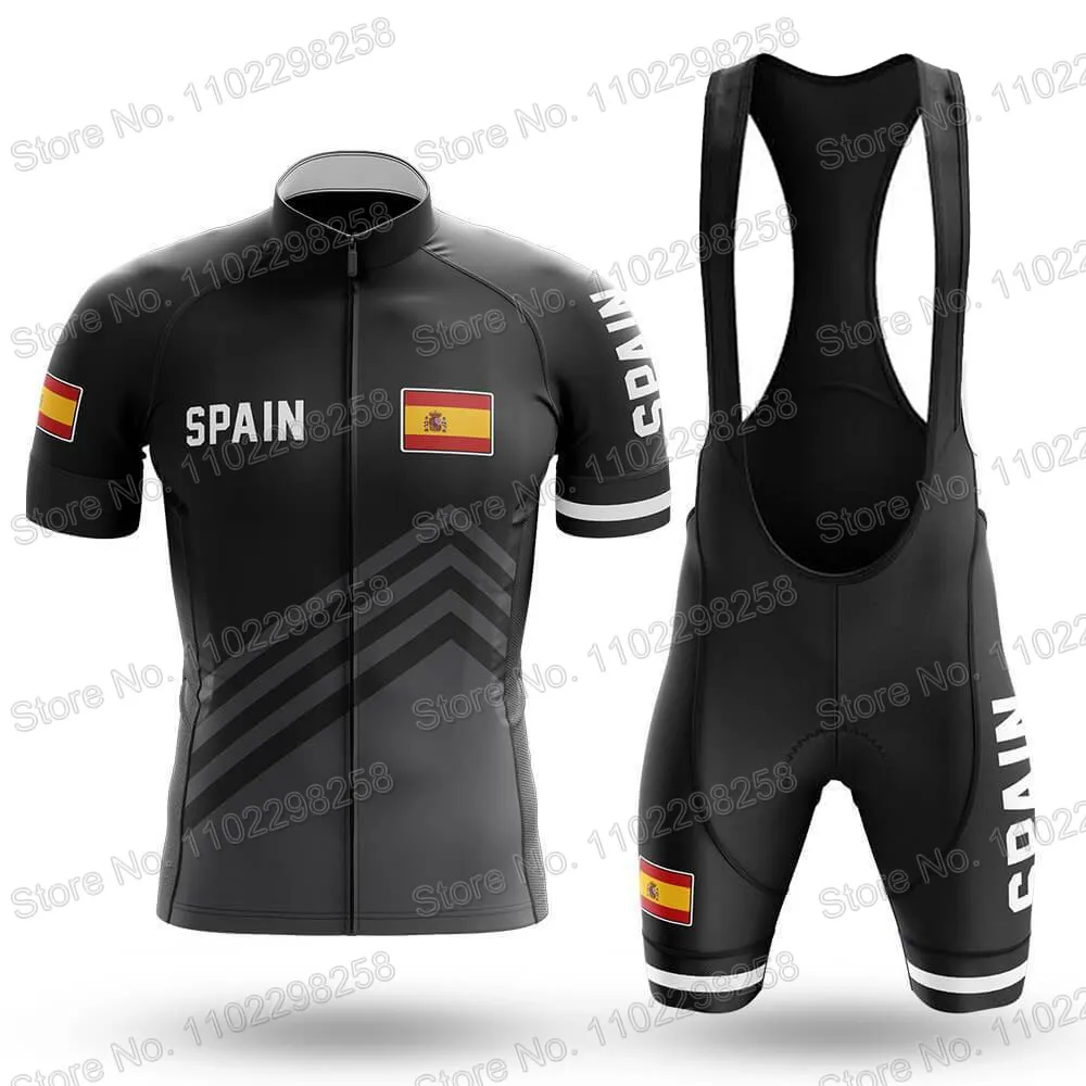Spain National Team Cycling Jersey Set Espana Flag Clothing Road Bike Shirts Suit Bicycle Bib Shorts MTB Wear Ropa
