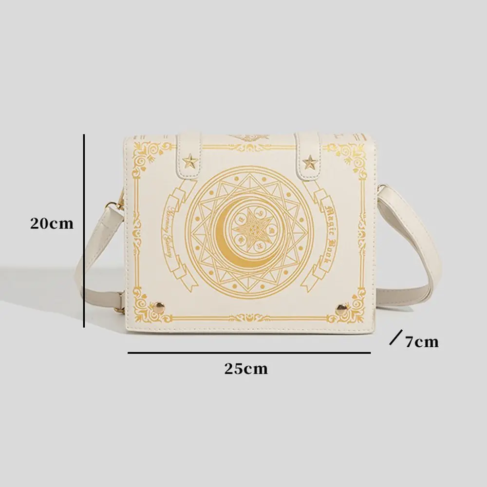 Star Moon Badge Display Shoulder Bag Transparent Window PU Women Messenger Bag Magic Book Design JK Shoulder Bag