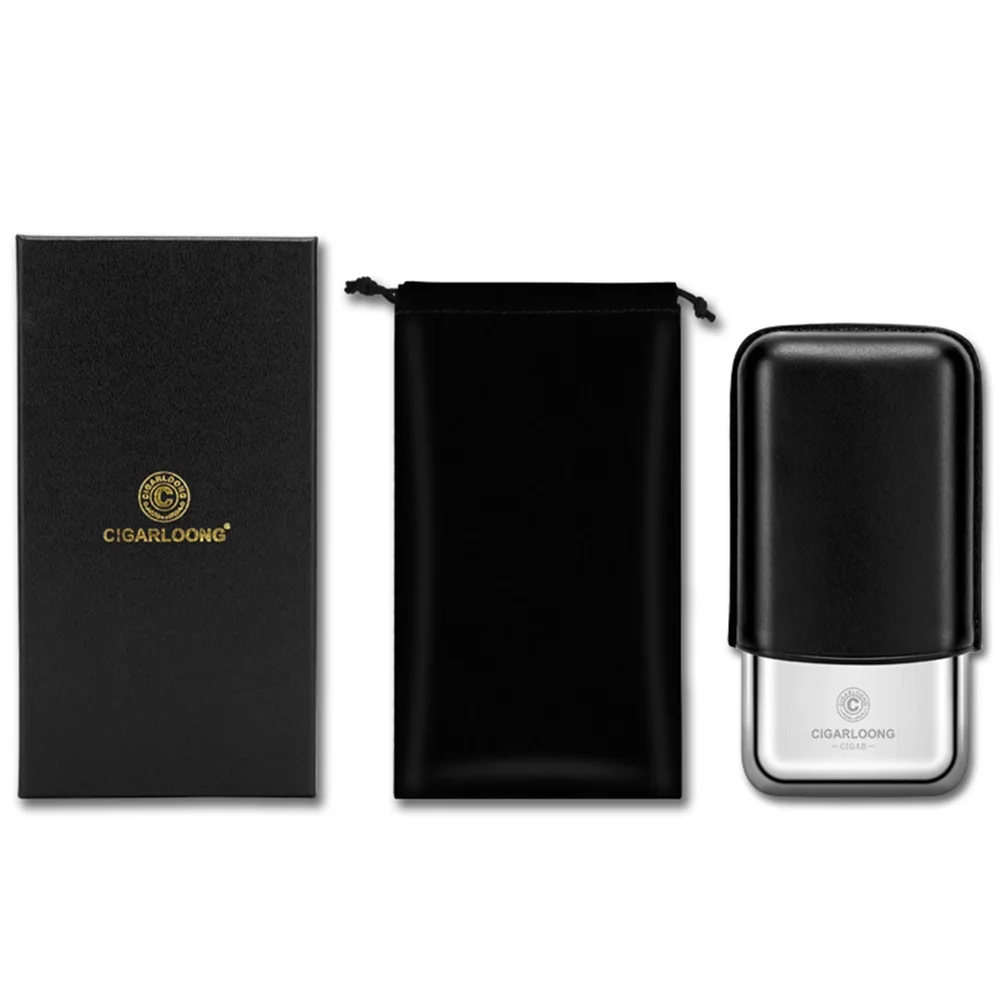 CIGARLOONG-Portable Cigar Case, Humidor Cow Leather, Moisturizing, Suitable for 25mm Diameter Cigars, 3 Pack, CLH-23LL 4