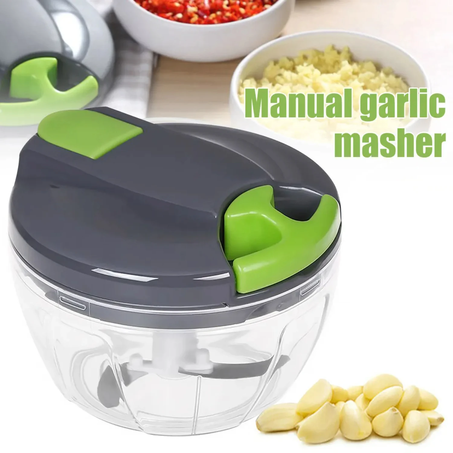 520ml Manual Garlic Chopper Hand Pull String Vegetable Cutter Onions Mincer  Ginger Fruits Herbs Nuts  Food Processor