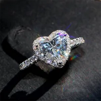 Hot New Selling Silver Plated Stainless Steel Rings For Women Heart Cubic Zircon Jewelry Wedding Engagement Ring Christmas Valen 6