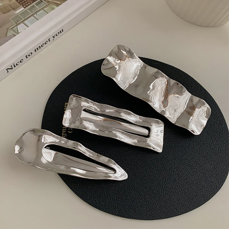 

Sweet Cool Metal Geometric Hairpin Korean Wave Bang Side Hair Clip Barrettes Hairgrip Headdress Hair Accessories for Girl Women