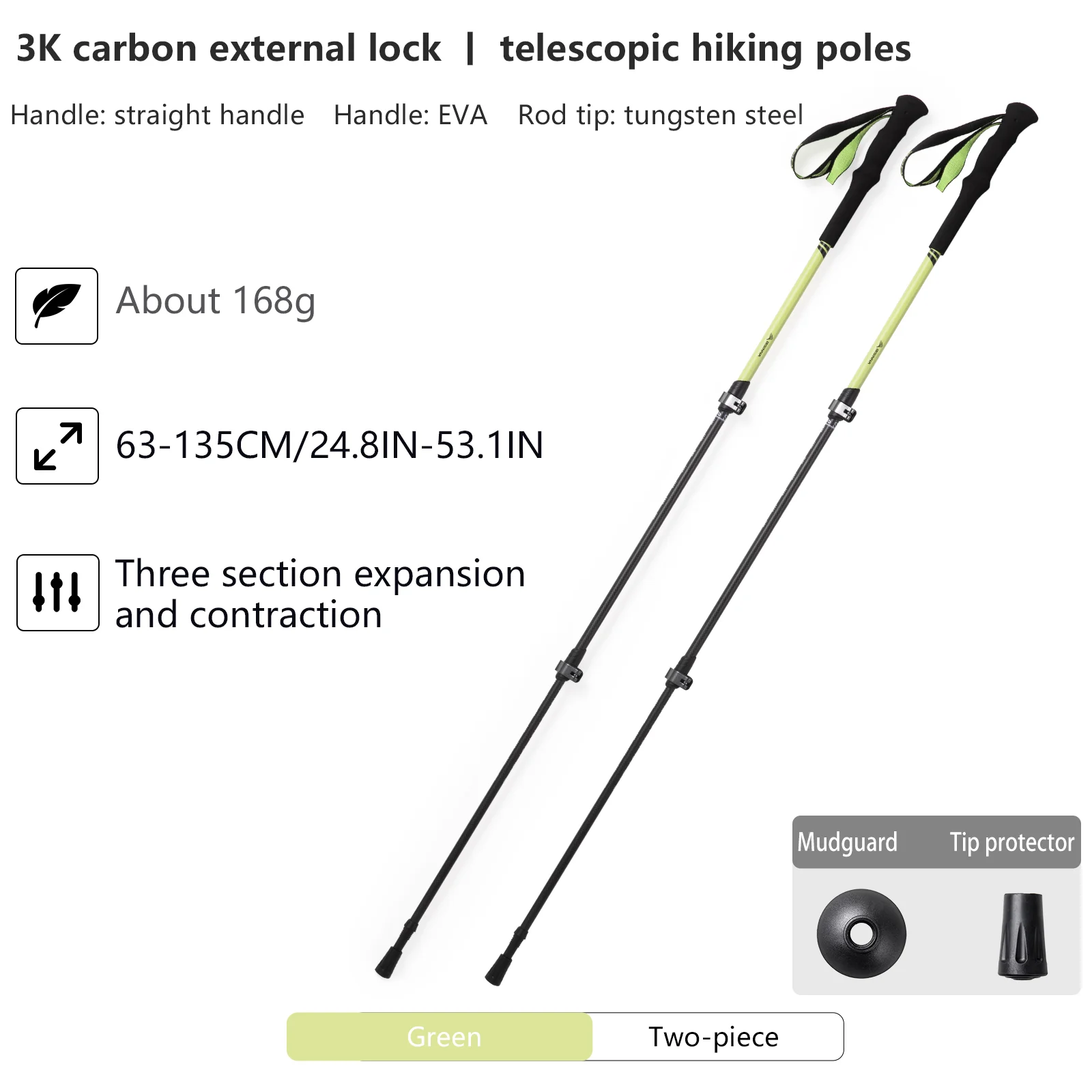BISINNA 2pcs 트레킹 폴 탄소 섬유 워킹 스틱 초경량 텔레스코픽 야외 하이킹 등산 지팡이