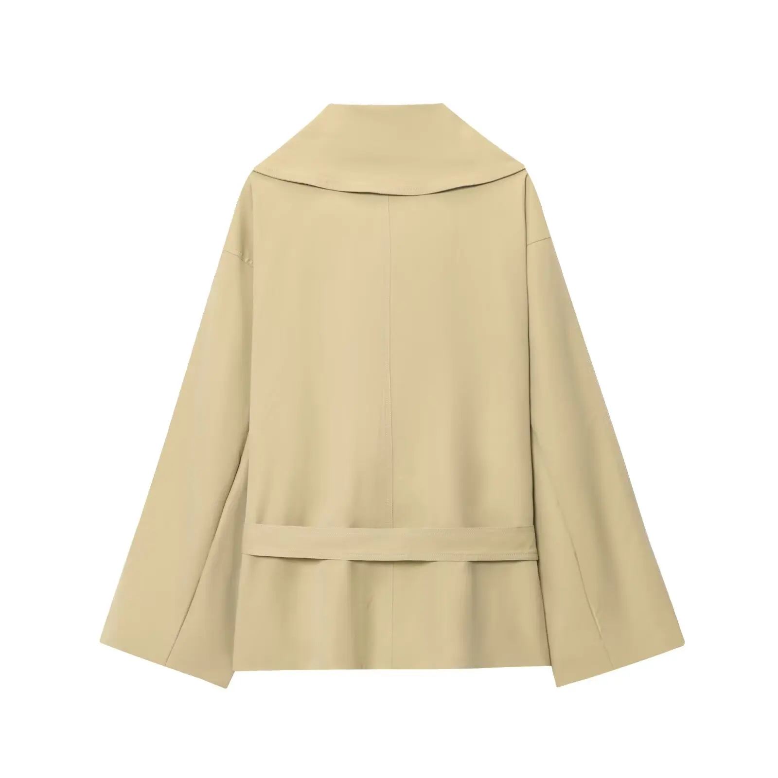 KONDALA Trendy High Street Trenchcoat Shorts Set Damen Pendler Gürtel Trenchcoat, Falten Shorts 2026 Frühling Casual Urlaub Set – Detail 6
