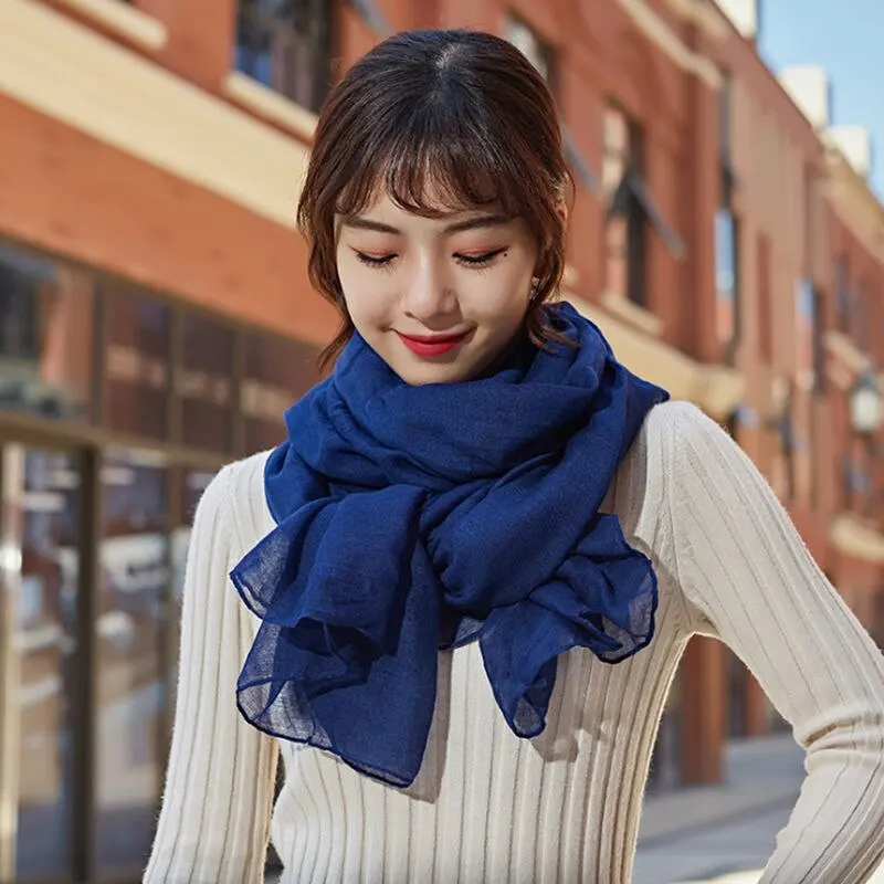 Women Neck Scarf Cotton Linen Scarf Women Designer Luxury Spring Winter Warm Scarfs Pashmina Hijabs Scarves Shawls Wraps Foulard Headband