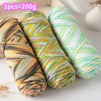 2 PCs Colorful 5-strand Dyed Milk Cotton Baby Sweater Yarn Self Woven Scarf Medium Thick Handmade DIY Woven Crochet Material Bag 6