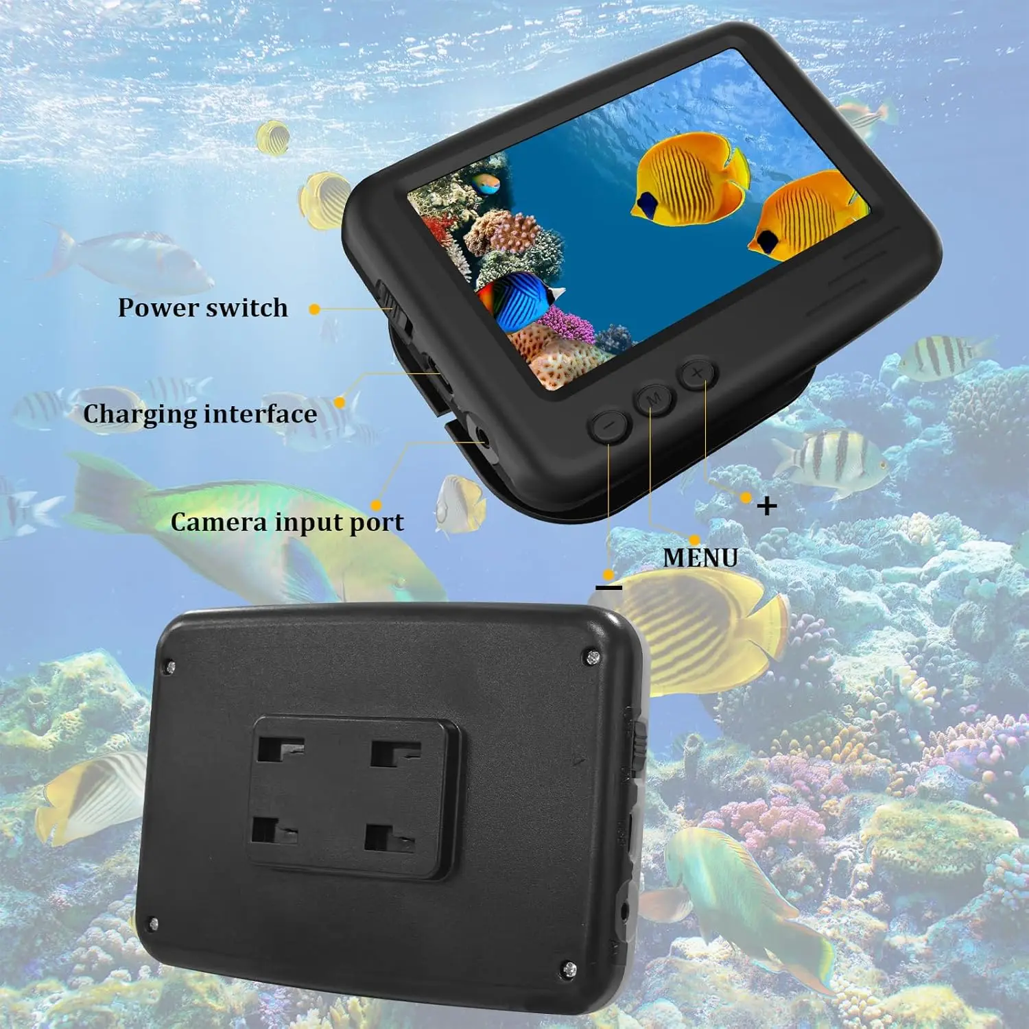 Support de bobine FarmNix pour fishfinder 20M - Support avec pare-soleil et sac de transport noir