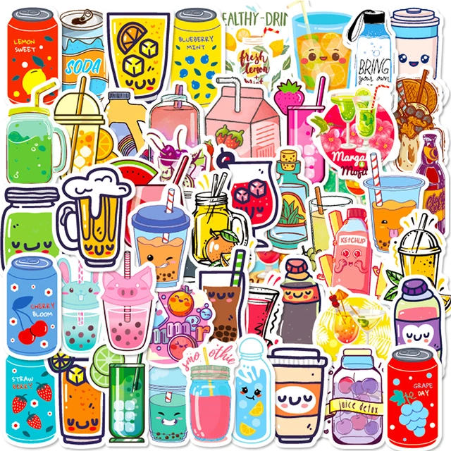 10/30/50pcs Cocktail Drink Stickers Aesthetic Decals DIY Notebook