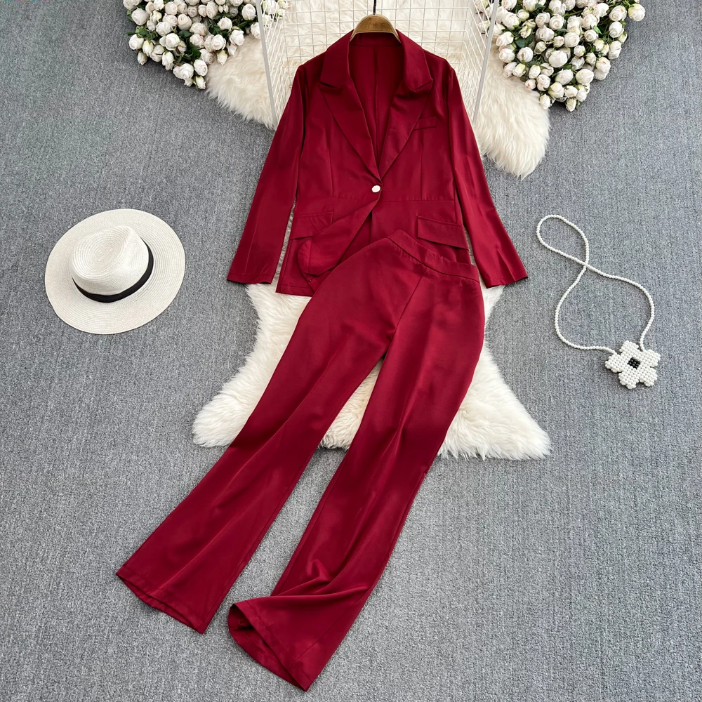 

Fashion Suit Women's Two-piece Suit Jacket High-waisted Slim Straight-leg Mopping Long Pants