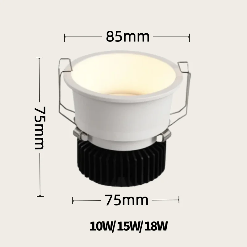눈부심 방지 디밍이 가능한 매립형 LED COB 다운라이트 10W 15W 18W LED 천장 조명 AC110V/220V 호텔 사무실 상업용 조명