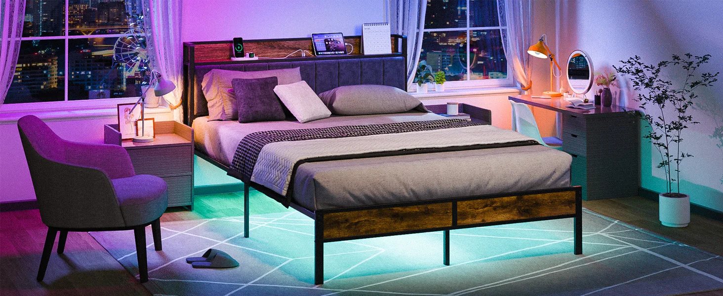 Night queen bed frame