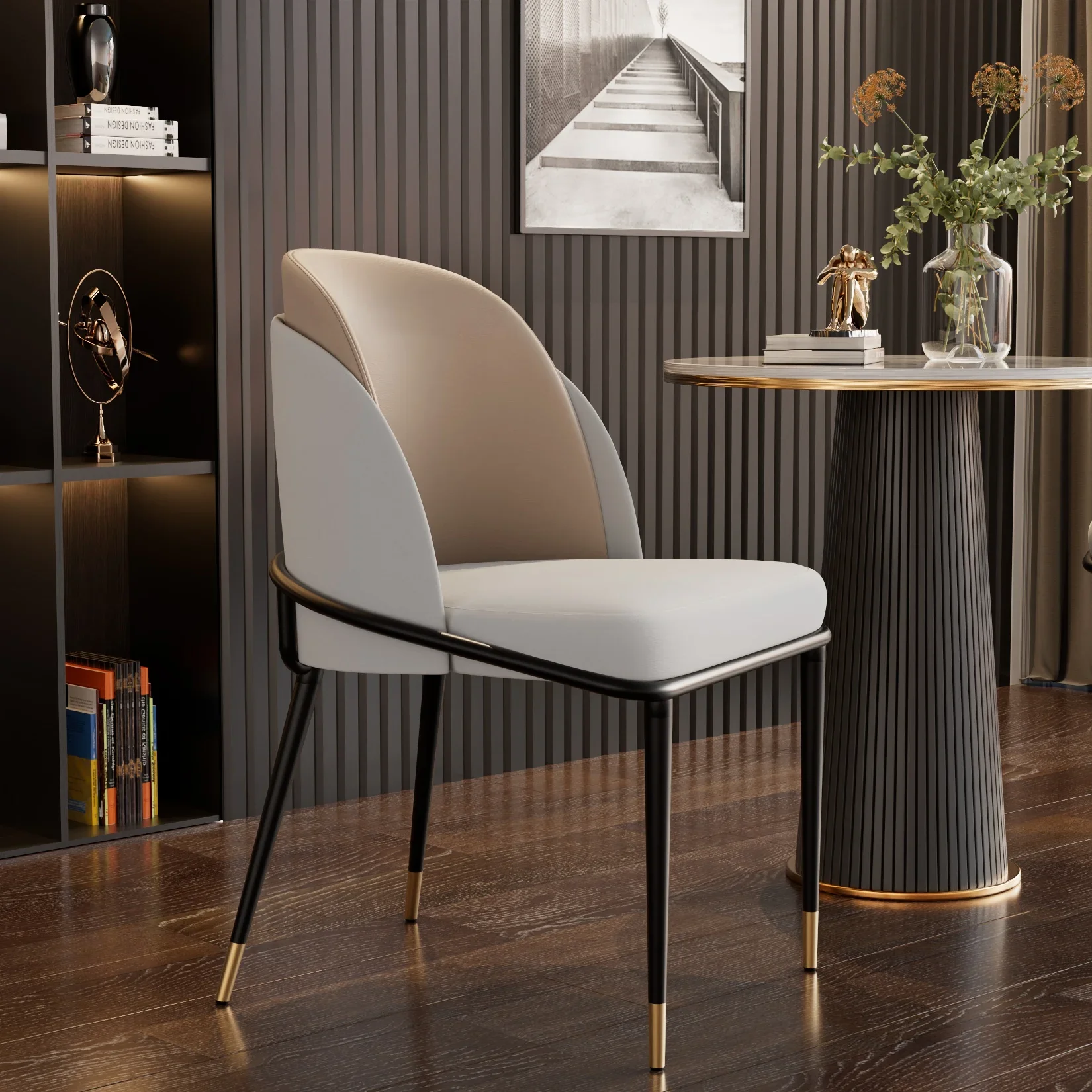 Description Picture 3 of itemLuxury Dining Chairs Kitchen Accent Leisure Microfiber Leather Individual Living Room Chairs Dining Sillas Comedor Kitchen Study