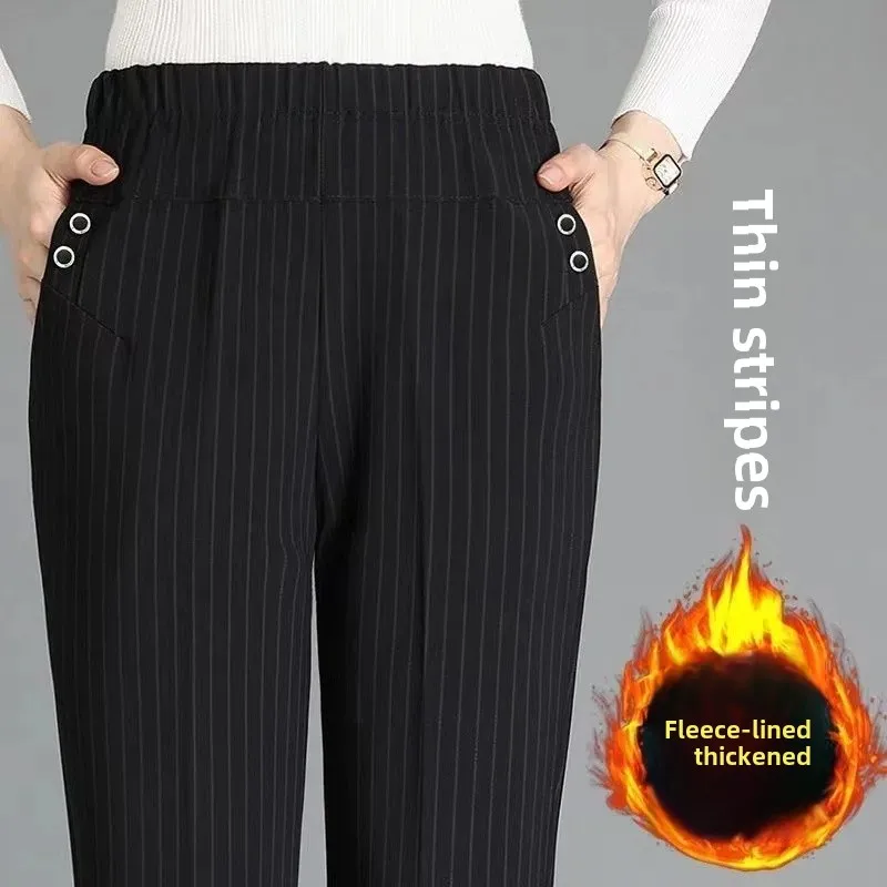 Striped-double buckle with black velvet