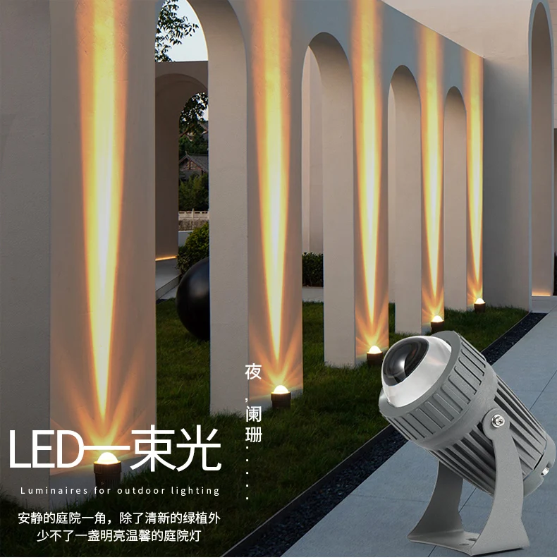 Outdoor LED RGBW Floodlight 110V 220V 10W Waterproof Spotlight with Narrow Beam Angle Landscape Street Garden Square Wallwasher