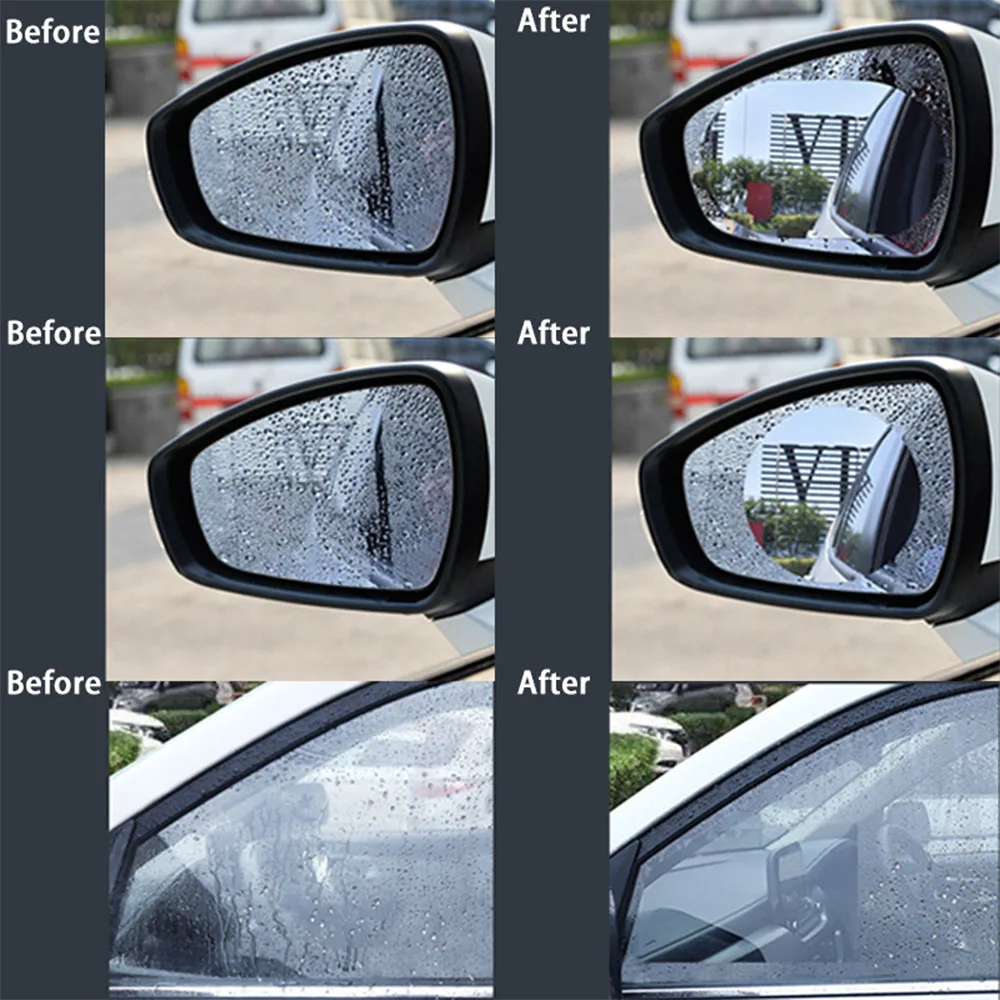 Adesivo antiappannamento antipioggia per auto Pellicola antipioggia per auto Pellicola impermeabile per finestre trasparenti per accessori per pellicole per specchietti per auto e moto - immagine 3