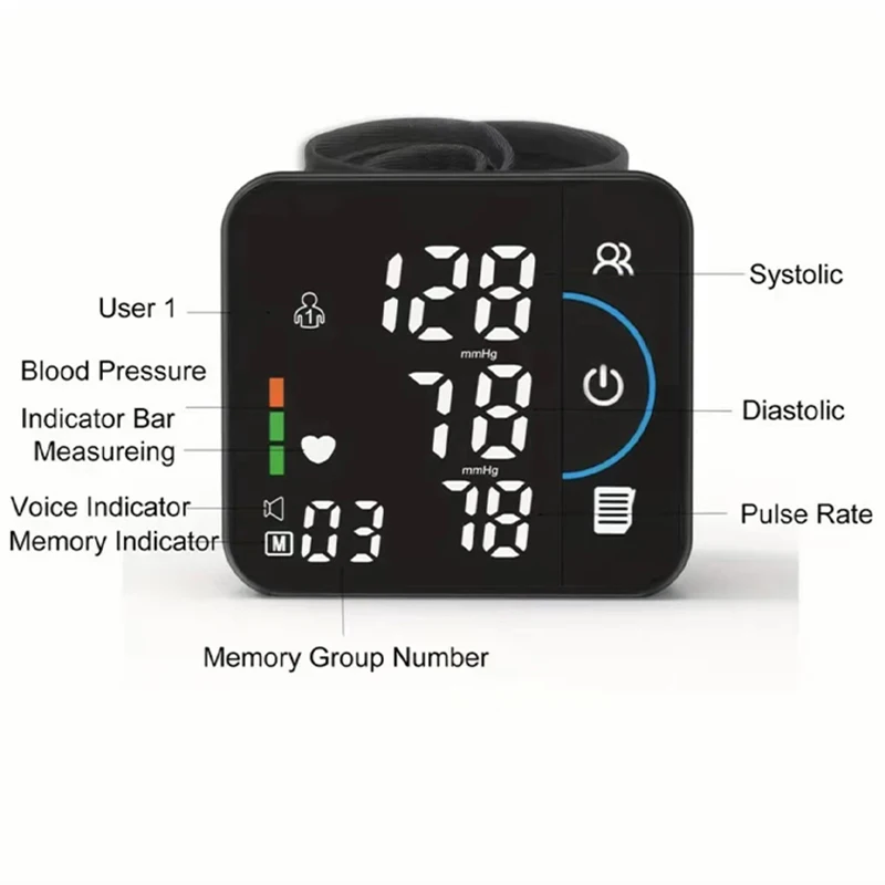 Bluetooth voice blood pressure monitor, USB heart rate pulse blood pressure monitor, LED fully automatic monitor