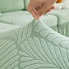 1/2/3/4 Seater Sofa Cover With Skirt Tree Leaves Jacquard Elastic All-Inclusive Sofa Cover for Living Room 5